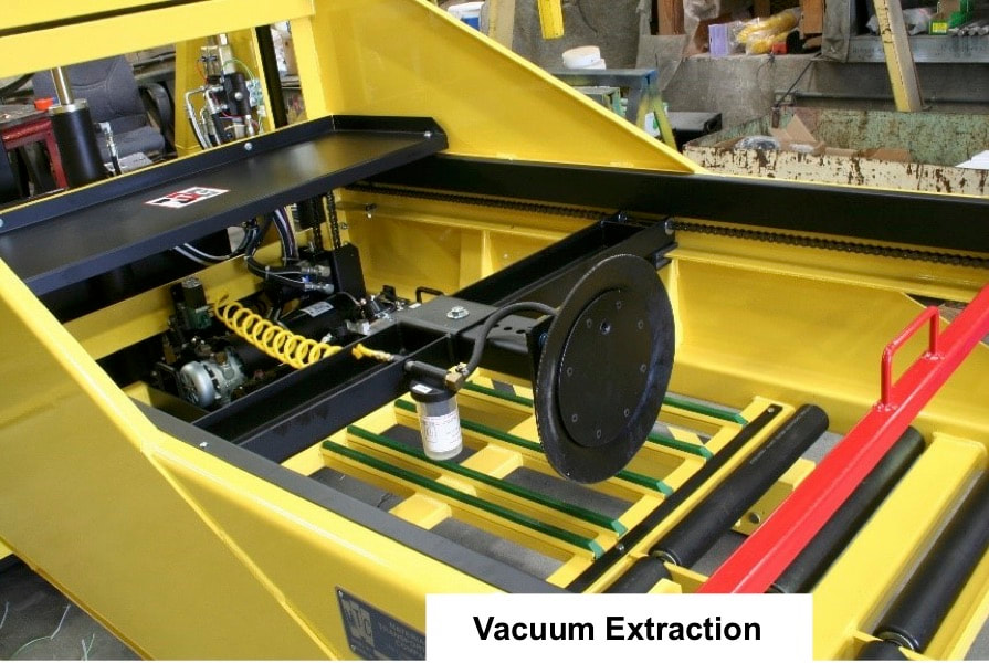 Battery puller close-up of vacuum extraction apparatus